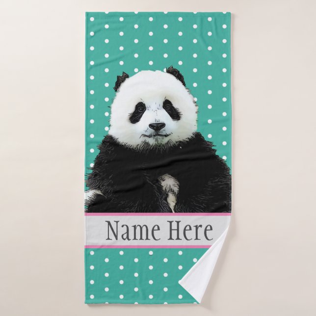 Niedlicher Panda Bear Animal Wild Name Badehandtuch (Badehandtuch)