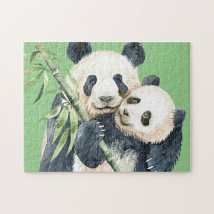 Niedlicher Panda Bear & Baby Puzzle
