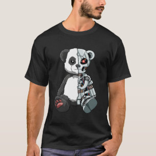 Niedlicher Panda Bear Beängstigend Robot Cyberneti T-Shirt