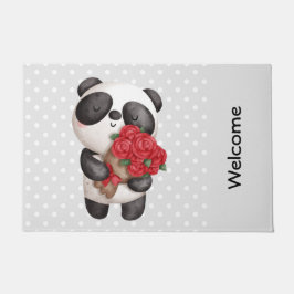Niedlicher Panda Bear Carry Bouquet von Rose Fußmatte