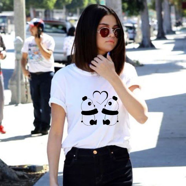 Niedlicher Panda Bear Couple ästhetischer T - Shir Große Größe T-Shirt (Von Creator hochgeladen)