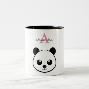 Niedlicher Panda Bear Custom Monogram Two-Tone Zweifarbige Tasse