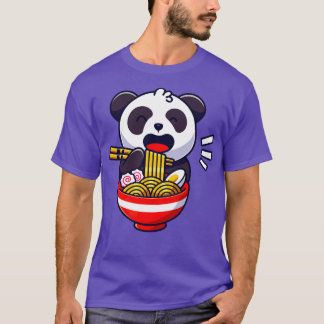 Niedlicher Panda Bear Eats Ramen Noodle Soup T-Shirt