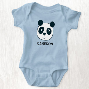 Niedlicher Panda Bear Personalisierter Name Baby Strampler