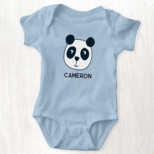 Niedlicher Panda Bear Personalisierter Name Baby Strampler (Cute personalized custom name panda baby bodysuit)