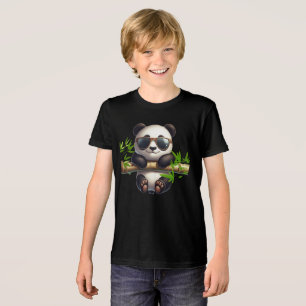Niedlicher Panda-Becher mit Brille aus Bambus Tri-Blend Shirt