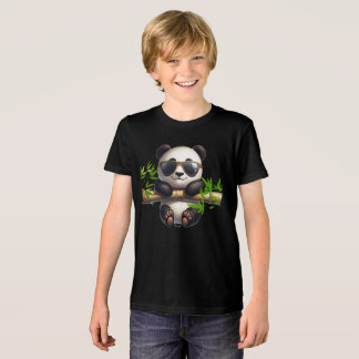 Niedlicher Panda-Becher mit Brille aus Bambus Tri-Blend Shirt