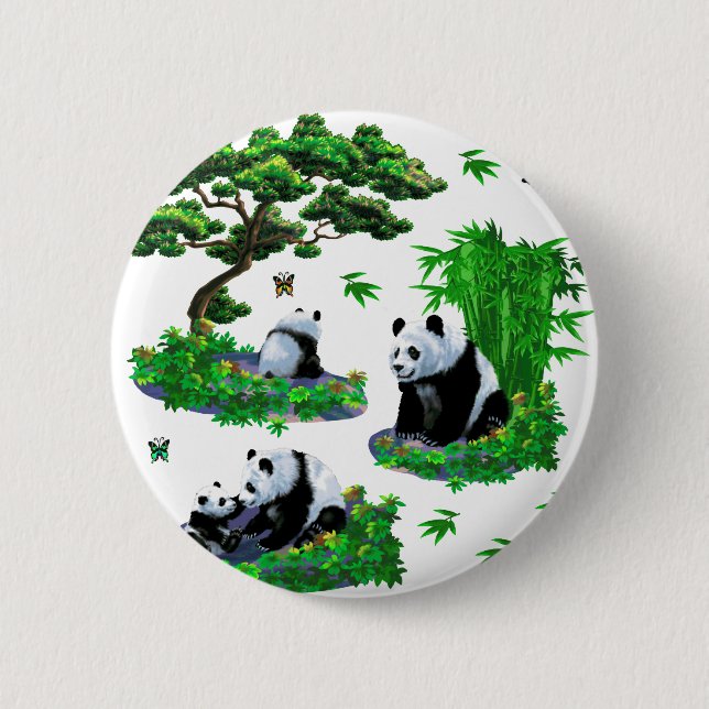 niedlicher Panda-Cartoon Button (Vorderseite)