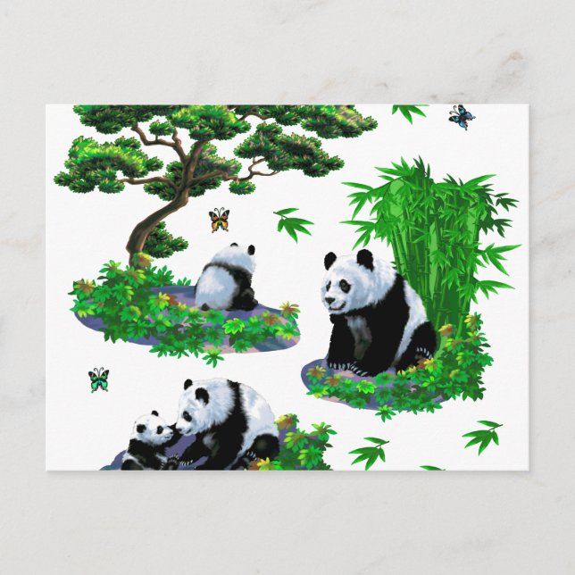niedlicher Panda-Cartoon Postkarte (Vorderseite)