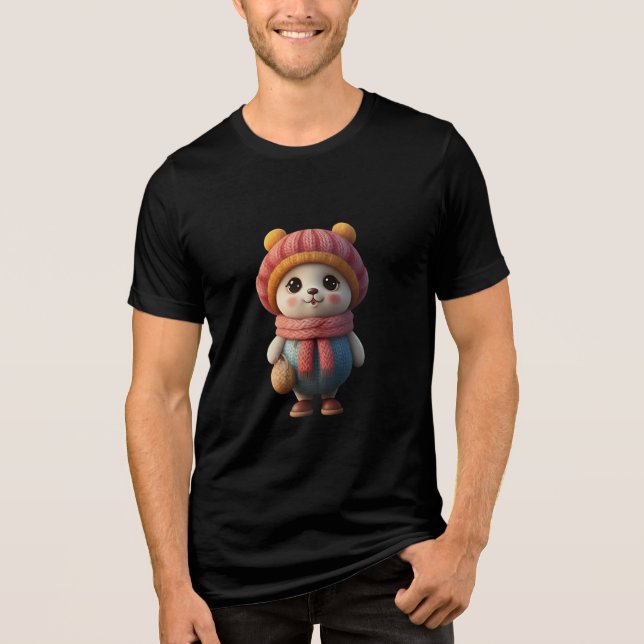 Niedlicher Panda-Charakter im Winter Outfit - Gemü Tri-Blend Shirt (Vorderseite)