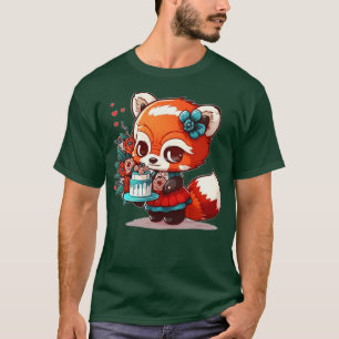 niedlicher Panda-Chibi in einem Kleid T-Shirt