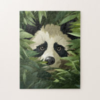 Niedlicher Panda hinter Bambus-Blätter