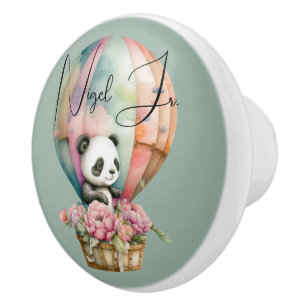 Niedlicher Panda in Heißluftballon Steelblu-BG-Bra Keramikknauf