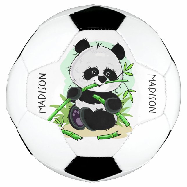 Niedlicher Panda individuelle Name Fußball (Vorderseite)