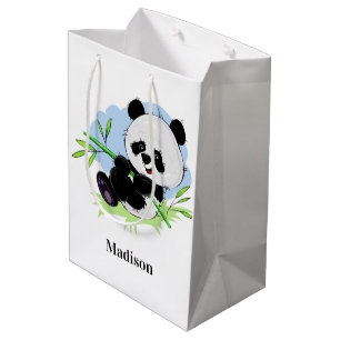 Niedlicher Panda individuelle Name Mittlere Geschenktüte