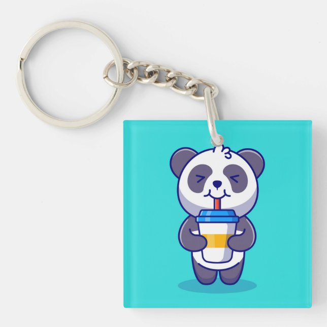Niedlicher Panda-Kaffee Schlüsselanhänger (Vorderseite)