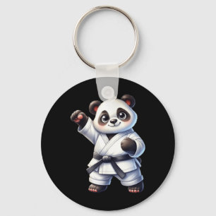 Niedlicher Panda Karate Schwarzgurtel Kampfsportkä Schlüsselanhänger