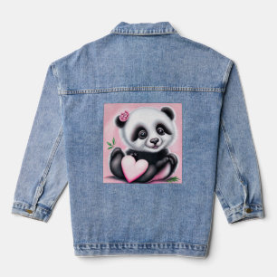 Niedlicher Panda mit Herzenslust Jeansjacke