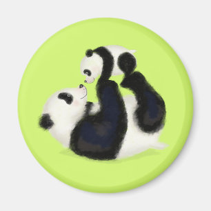 Niedlicher Panda-Mutter- und Kupfer-Rundmagnet (Li Magnet