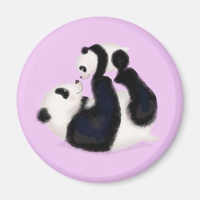 Niedlicher Panda-Mutter- und Kupfer-Rundmagnet (li Magnet (Vorne)