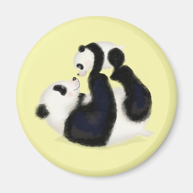 Niedlicher Panda-Mutter- und Kuppelrunder-Magnet ( Magnet (Vorne)