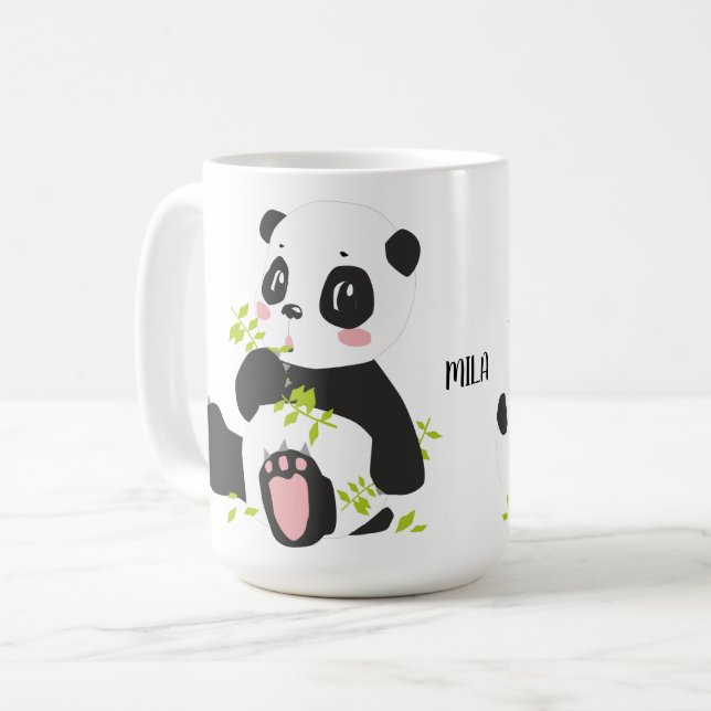Niedlicher Panda-Name Kaffeetasse (Vorderseite Links)