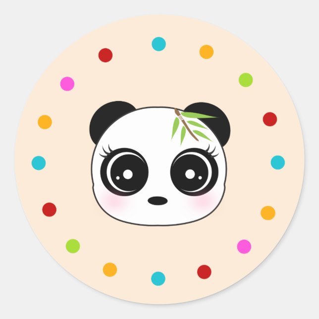 Niedlicher Panda, Polka-Punktkreis Runder Aufkleber (Vorderseite)