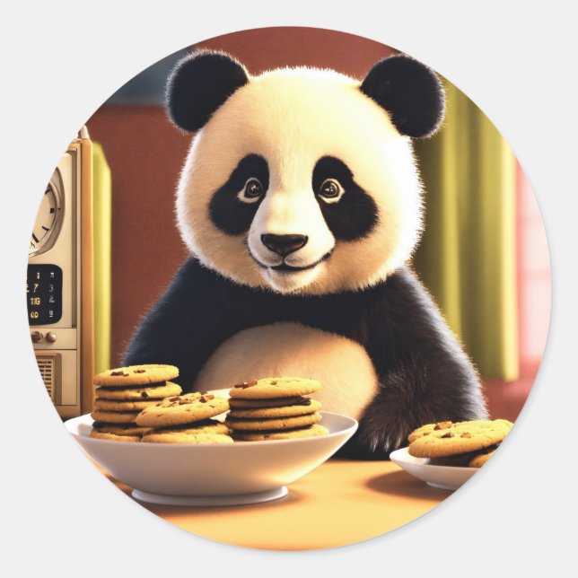niedlicher Panda Runder Aufkleber (Vorderseite)