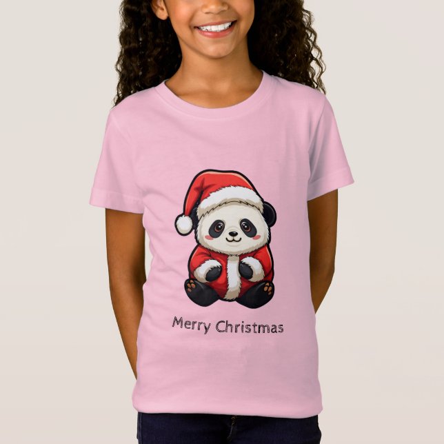 Niedlicher Panda Santa Claus Weihnachten T - Shirt (Vorderseite)