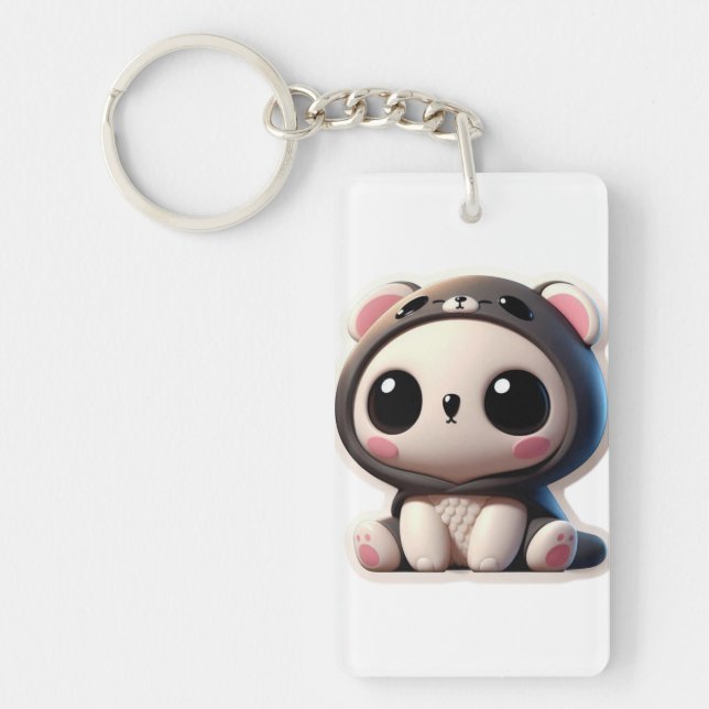 Niedlicher Panda-Tag Schlüsselanhänger (Vorderseite)