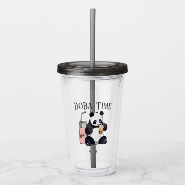 Niedlicher Panda-Tee mit Blase, Boba-Tee Acryltrinkbecher (Vorderseite)