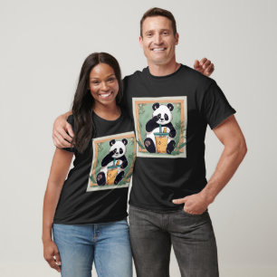 Niedlicher Panda-Tee mit Blase, Boba-Tee T-Shirt