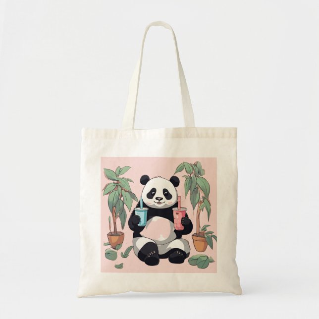 Niedlicher Panda-Tee mit Blase, Boba-Tee Tragetasche (Vorne)