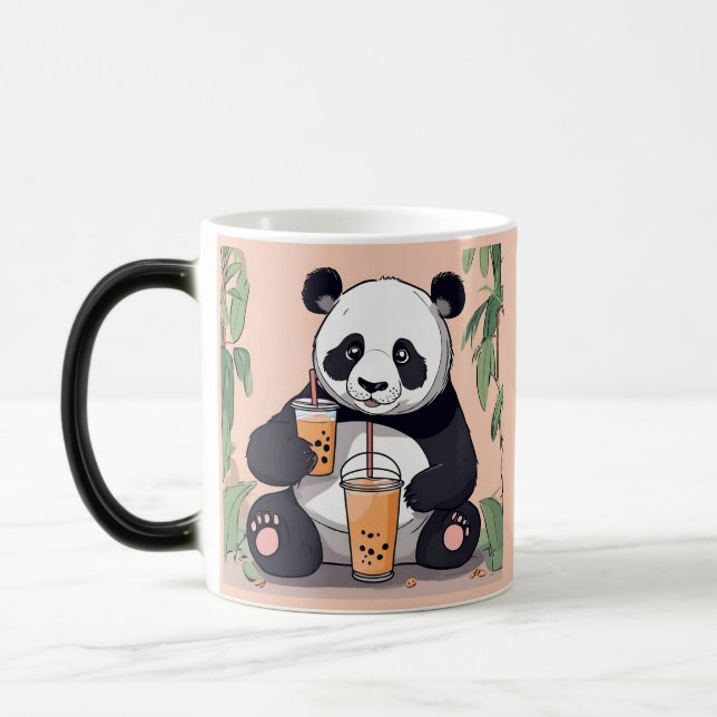 Niedlicher Panda-Tee mit Blase, Boba-Tee Verwandlungstasse (Links)