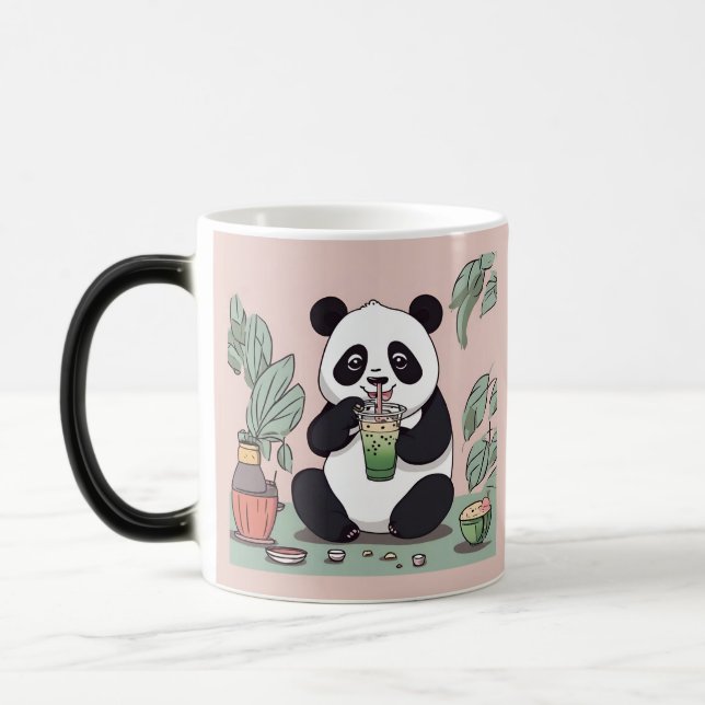 Niedlicher Panda-Tee mit Blase, Boba-Tee Verwandlungstasse (Links)