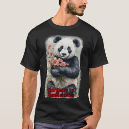 Niedlicher Panda trägt Blumen zum Muttertag auf ei T-Shirt