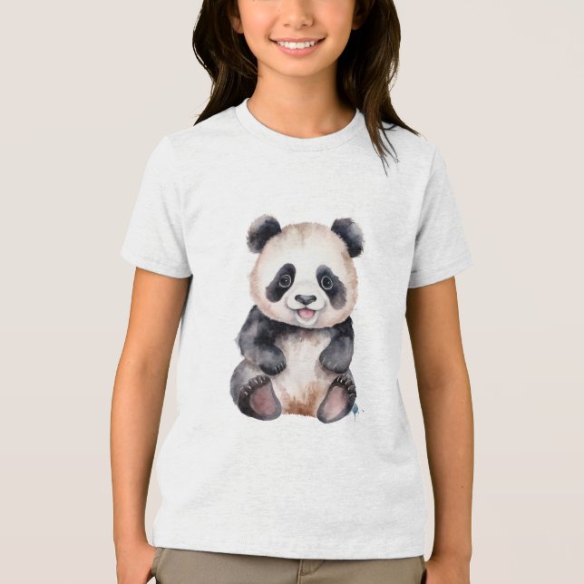 Niedlicher Panda Tri-Blend Shirt (Vorderseite)