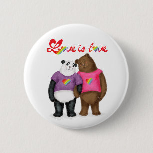 Niedlicher Panda und Braunbär "Liebe ist Liebe" Ab Button