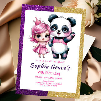 Niedlicher Panda zum Geburtstag der Prinzessin Einladung