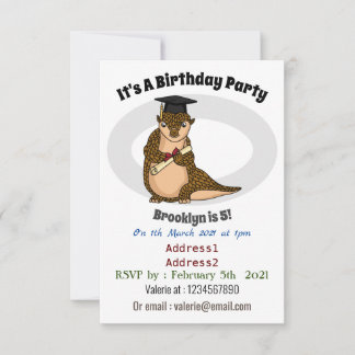 Niedlicher Pangolin-schließ-Cartoon Einladung