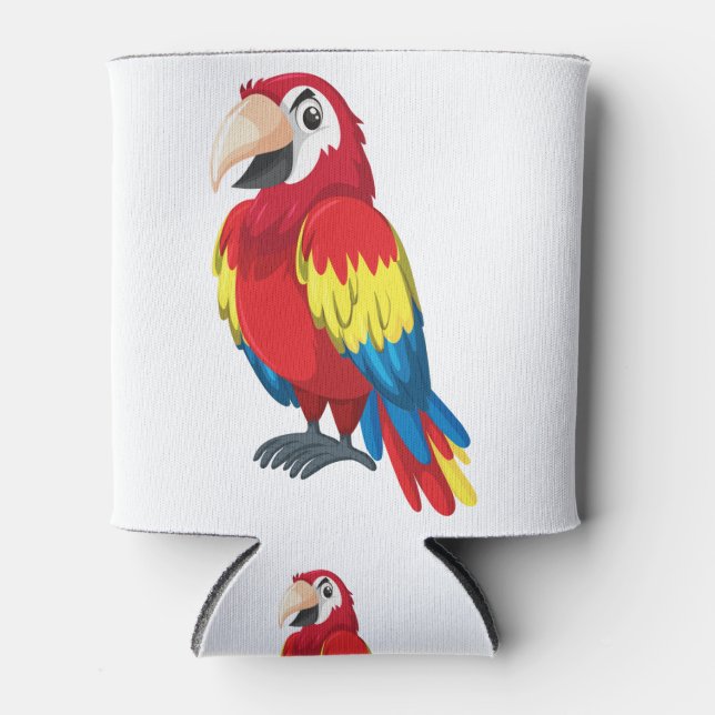 Niedlicher Papagei-Cartoon Dosenkühler (Vorderseite)