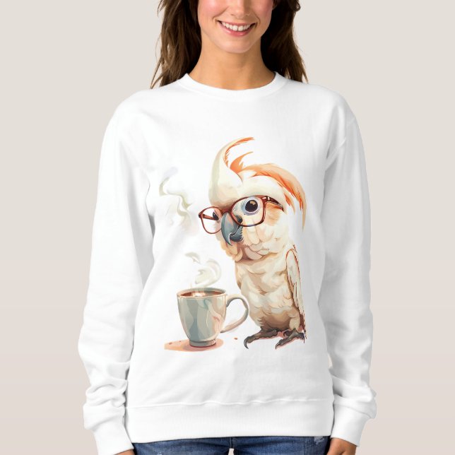 Niedlicher Papagei-Kaffee Sweatshirt (Vorderseite)