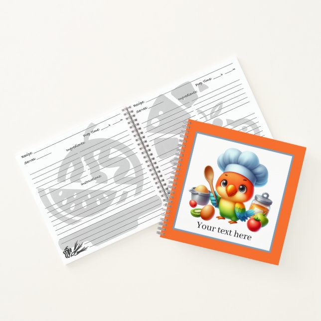 Niedlicher Papagei Koch Kochen Liebhaber Notizbuch (Innenseite)