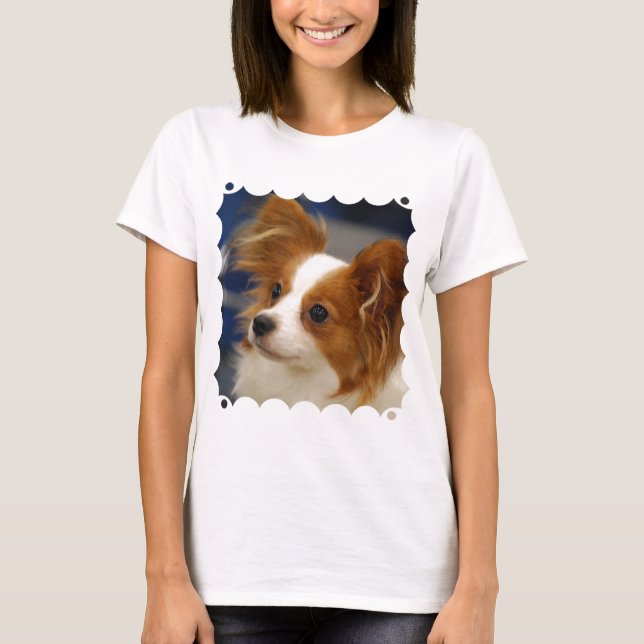 Niedlicher Papillon Hund T-Shirt (Vorderseite)