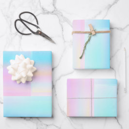 Niedlicher Pastel-holografischer Glitzer Geschenkpapier Set