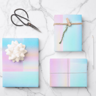 Niedlicher Pastel-holografischer Glitzer Geschenkpapier Set