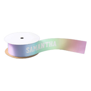 Niedlicher Pastel Rainbow Individuelle Name Satinband