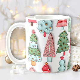 Niedlicher Pastel Weihnachtsbaum Aufgeblasenes Mus Kaffeetasse