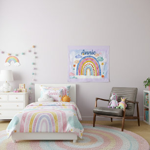 Niedlicher pastellfarbener Regenbogen personalisie Wandteppich