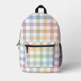 Niedlicher pastellfarbener Regenbogengingham karie Bedruckter Rucksack